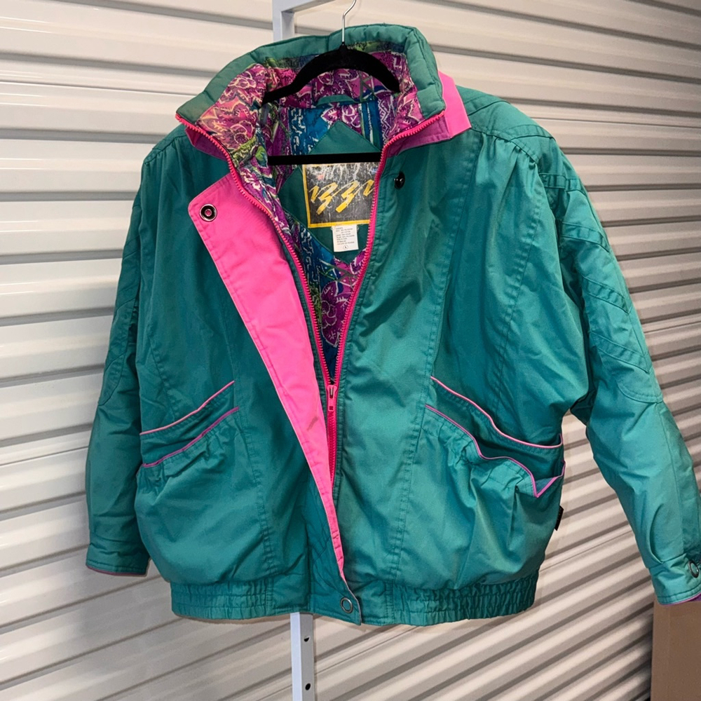 Vintage IZZA Byer California Teal & Pink Jacket women's Size L